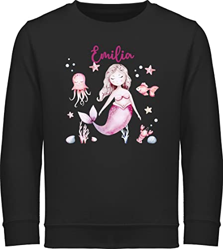 Sweater Kinder Sweatshirt Jungen Mädchen Pullover - Meerjungfrau Nymphe Nixe - 116 (5/6 Jahre) - Schwarz - meerjungfrauen nymph pulli personalisierte motiv kindersweatshirts und eigenem von Geschenk mit Namen personalisiert by Shirtracer