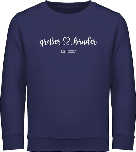 Sweater Kinder Sweatshirt Jungen Mädchen Pullover - Großer Bruder est - Ich werde großer Bruder Geschenk - Jahreszahl - 128 (7/8 Jahre) - Navy Blau - für Sweatshirts Geschenke 2024 grosser von Geschenk mit Namen personalisiert by Shirtracer