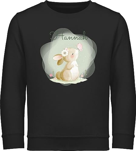 Sweater Kinder Sweatshirt Jungen Mädchen Pullover - Süßer Hase Bunny Rabbit Hasen Kaninchen - 152 (12/13 Jahre) - Schwarz - Name personalisierte Geschenke Motiv einem Ostern personalisierter von Geschenk mit Namen personalisiert by Shirtracer