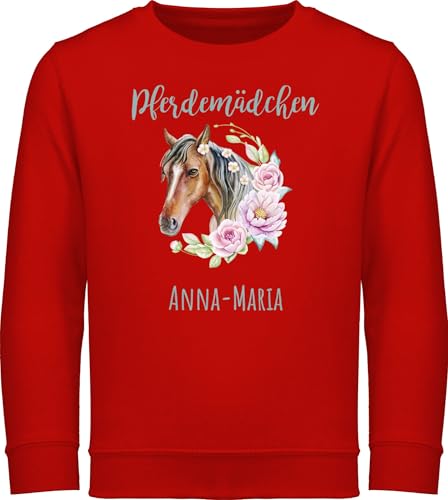 Sweater Kinder Sweatshirt Jungen Mädchen Pullover - Pferde - Pferdemädchen Geschenk Pferd mit Name personalisiert I Pferdeliebhaber Sparbüchse - 116 (5/6 Jahre) - Rot - gestalten von Geschenk mit Namen personalisiert by Shirtracer