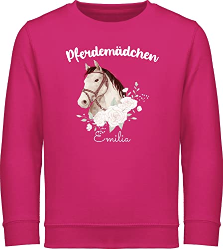 Sweater Kinder Sweatshirt Jungen Mädchen Pullover - Pferd Pferde - Pferdemädchen mit Name personalisiert I Geschenk Pferdeliebhaber - 152 (12/13 Jahre) - Fuchsia - personalisierte Pulli reiten von Geschenk mit Namen personalisiert by Shirtracer