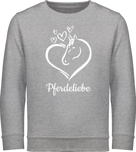 Sweater Kinder Sweatshirt Jungen Mädchen Pullover - Pferd Pferde - Pferdeportrait - mit Wunschtext - 152 (12/13 Jahre) - Grau meliert - personalisierte Pulli reiten Reiter kinderkleidung von Geschenk mit Namen personalisiert by Shirtracer