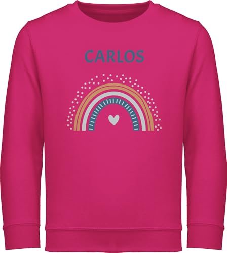 Sweater Kinder Sweatshirt Jungen Mädchen Pullover - Regenbogen Rainbow Regenbögen - 152 (12/13 Jahre) - Fuchsia - personalisierte Name und von Geschenk mit Namen personalisiert by Shirtracer
