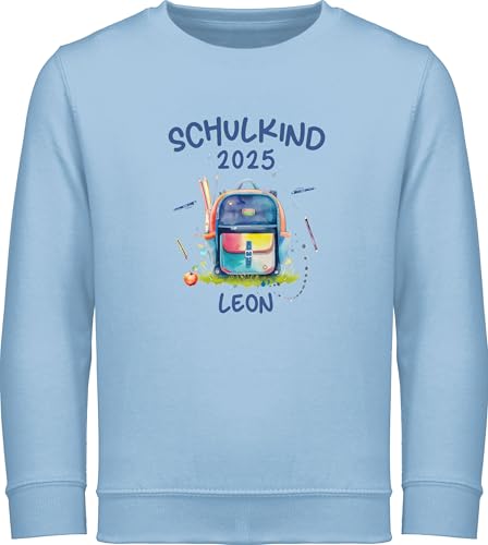 Sweater Kinder Sweatshirt Jungen Mädchen Pullover - Schulanfang - Schulkind 2025 | Einschulung 2025 | Geschenk Schulkind Junge | Geschenke Einschulung Junge - 140 (9/11 Jahre) - Hellblau - Oberteil von Geschenk mit Namen personalisiert by Shirtracer
