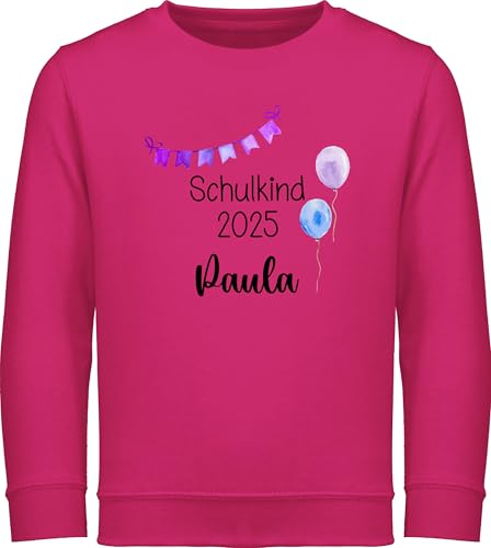Sweater Kinder Sweatshirt Jungen Mädchen Pullover - Schulkind 2025 mit Name | Geschenke Einschulung - 140 (9/11 Jahre) - Fuchsia - Junge schulkinder Pulli Oberteil Schulanfang Langarm schul Schule von Geschenk mit Namen personalisiert by Shirtracer