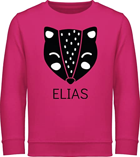 Sweater Kinder Sweatshirt Jungen Mädchen Pullover - Skandi Style Kind Scandi Bedruckt - Fuchs mit Name - 152 (12/13 Jahre) - Fuchsia - für Kindergarten von Geschenk mit Namen personalisiert by Shirtracer