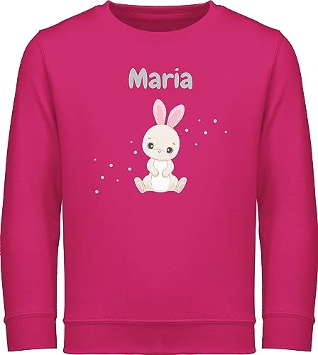 Sweater Kinder Sweatshirt Jungen Mädchen Pullover - Süßer Hase Hasen Hasenmotiv Rabbit Langohr - 116 (5/6 Jahre) - Fuchsia - Ostern süße Name einem Motiv personalisierte Geschenke häschen von Geschenk mit Namen personalisiert by Shirtracer