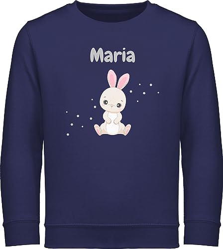 Sweater Kinder Sweatshirt Jungen Mädchen Pullover - Süßer Hase Hasen Hasenmotiv Rabbit Langohr - 140 (9/11 Jahre) - Navy Blau - Ostern personalisierter Sweatshirts osterhasen Osterhase Oster von Geschenk mit Namen personalisiert by Shirtracer