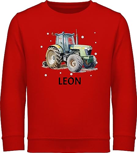 Sweater Kinder Sweatshirt Jungen Mädchen Pullover - Trecker Name I Trecker Fan I Traktor Geschenk personalisiert I Geschenk Landwirt - 104 (3/4 Jahre) - Rot - für Traktor+Pullover+Kinder Traktoren von Geschenk mit Namen personalisiert by Shirtracer