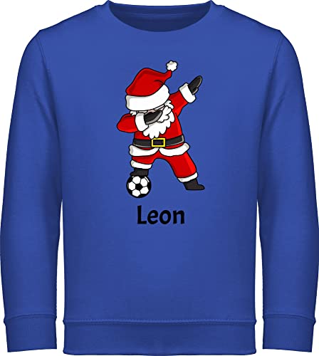 Sweater Kinder Sweatshirt Jungen Mädchen Pullover - Weihnachten Geschenke - Dabbing Weihnachtsmann mit Name und Fußball - 104 (3/4 Jahre) - Royalblau - für Weihnachtspullover Junge 152 Weihnachts von Geschenk mit Namen personalisiert by Shirtracer