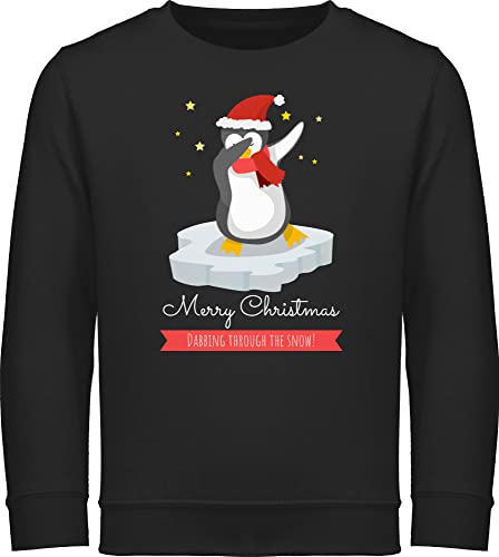 Sweater Kinder Sweatshirt Jungen Mädchen Pullover - Weihnachten Geschenke - Merry Christmas - Dabbing Pinguin - 152 (12/13 Jahre) - Schwarz - personalisierte weihnachtspulli Jungs Weihnachts von Geschenk mit Namen personalisiert by Shirtracer