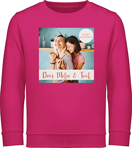 Sweater Kinder Sweatshirt Jungen Mädchen Pullover - eigenem - Foto Bild - 104 (3/4 Jahre) - Fuchsia - zum selber Druck Bedrucken Lassen Text Personalisieren wunschtext individuell selbst gestaltet von Geschenk mit Namen personalisiert by Shirtracer