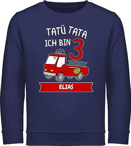 Sweater Kinder Sweatshirt Jungen Mädchen Pullover - 3. Geburtstag - Tatü Tata Ich bin 3 - Tatütata ich werde 3 Feuerwehrauto ist da - 116 (5/6 Jahre) - Navy Blau - jahre name zum alt birthday von Geschenk mit Namen personalisiert by Shirtracer