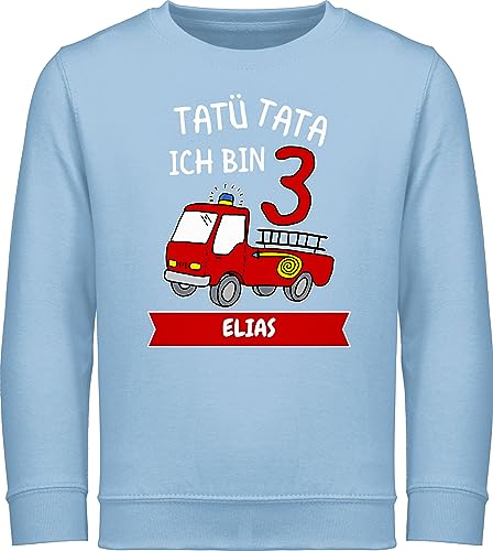 Sweater Kinder Sweatshirt Jungen Mädchen Pullover - 3. Geburtstag - Tatü Tata Ich bin 3 - Tatütata ich werde 3 Feuerwehrauto ist da - 116 (5/6 Jahre) - Hellblau - jahre von Geschenk mit Namen personalisiert by Shirtracer