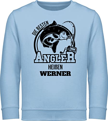 Sweater Kinder Sweatshirt Jungen Mädchen Pullover - Angeln - Angler Geschenk - 128 (7/8 Jahre) - Hellblau - Angel Geschenke angelzubehör Geschenk+für+Angler Sachen Name Fisch fischen Sweat von Geschenk mit Namen personalisiert by Shirtracer