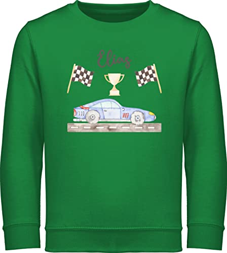 Sweater Kinder Sweatshirt Jungen Mädchen Pullover - Auto - Rennauto Rennwagen Sportwagen Rennsportwagen Rennfahrzeug Flitzer Rennsemmel - 128 (7/8 Jahre) - Grün - junge sweat und name von Geschenk mit Namen personalisiert by Shirtracer