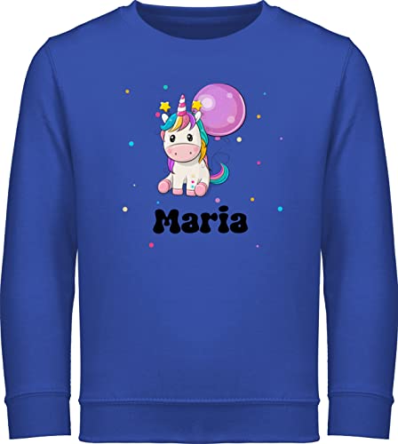 Sweater Kinder Sweatshirt Jungen Mädchen Pullover - Einhorn Einhörner Unicorn Geburtstag - 128 (7/8 Jahre) - Royalblau - und Pulli Name personalisierte einem Geschenke für Motiv eigenem von Geschenk mit Namen personalisiert by Shirtracer