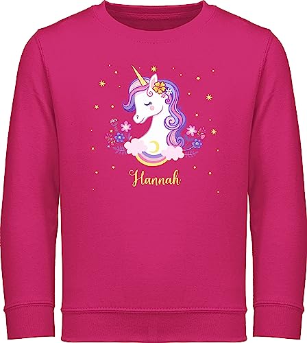 Sweater Kinder Sweatshirt Jungen Mädchen Pullover - Einhorn Unicorn - 116 (5/6 Jahre) - Fuchsia - und Name Motiv einem Geschenke für Maedchen eigenem personalisierte Unicorns turnsackerl Pulli von Geschenk mit Namen personalisiert by Shirtracer