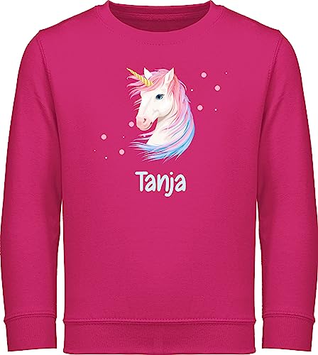 Sweater Kinder Sweatshirt Jungen Mädchen Pullover - Einhorn Unicorn - 140 (9/11 Jahre) - Fuchsia - und Pulli Name eigenem personalisierte Geschenke Maedchen Motiv für einem personalisiertes von Geschenk mit Namen personalisiert by Shirtracer