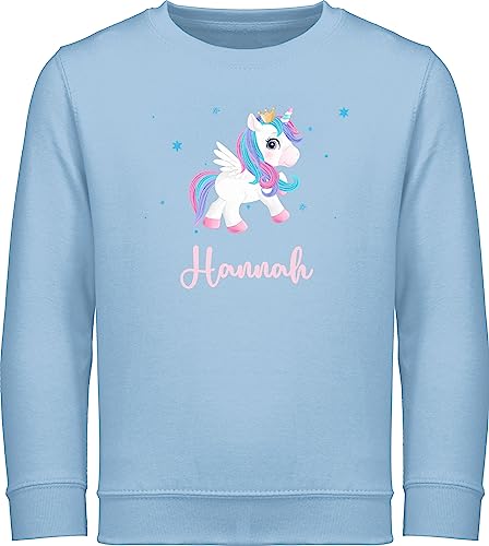 Sweater Kinder Sweatshirt Jungen Mädchen Pullover - Unicorn Einhorn mit Namen - 116 (5/6 Jahre) - Hellblau - Unicorns Kind einhörner einhörnern Sachen und personalisiertes Name eigenem Geschenke von Geschenk mit Namen personalisiert by Shirtracer