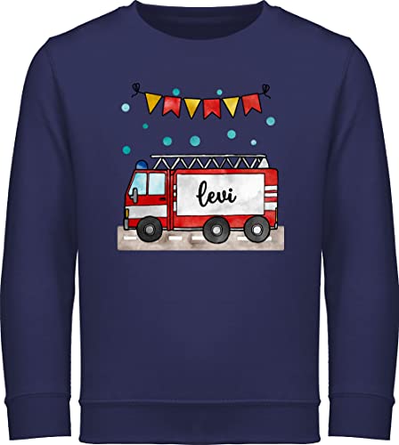 Sweater Kinder Sweatshirt Jungen Mädchen Pullover - Feuerwehr - Feuerwehrauto - Geschenk - 116 (5/6 Jahre) - Navy Blau - Jungs Name Kind Junge und personalisierte Geschenke jugendfeuerwehr von Geschenk mit Namen personalisiert by Shirtracer