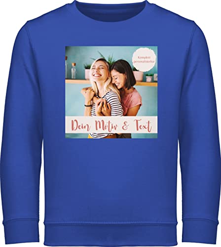 Sweater Kinder Sweatshirt Jungen Mädchen Pullover - eigenem - Foto Bild - 128 (7/8 Jahre) - Royalblau - gestalten und Text selber & personalisierte personalisiertem selbst gemacht wörtern einem von Geschenk mit Namen personalisiert by Shirtracer