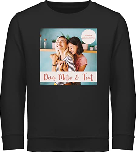 Sweater Kinder Sweatshirt Jungen Mädchen Pullover - eigenem - Foto Bild - 140 (9/11 Jahre) - Schwarz - fotos selber gemacht bedrucken lassen text selbst drauf drucken name und bilder bildern auf von Geschenk mit Namen personalisiert by Shirtracer