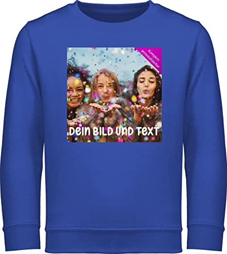 Sweater Kinder Sweatshirt Jungen Mädchen Pullover - Foto eigenem Bild - Fotogeschenk - 140 (9/11 Jahre) - Royalblau - eigen druck selbst bedrucken und text dein lassen fotodruck bedruckt eigene von Geschenk mit Namen personalisiert by Shirtracer