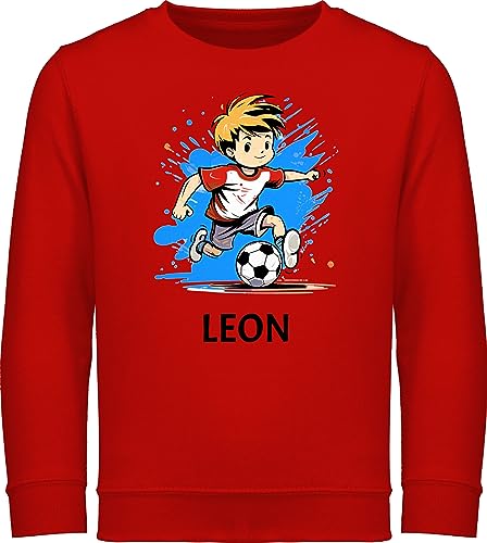 Sweater Sweatshirt Jungen Mädchen Pullover - Fußball Junge Fußballer Geschenk Kinder Name - 140 (9/11 Jahre) - Rot - personalisierte Fussball Geschenke für fußballfans Fussballer eigenem von Geschenk mit Namen personalisiert by Shirtracer