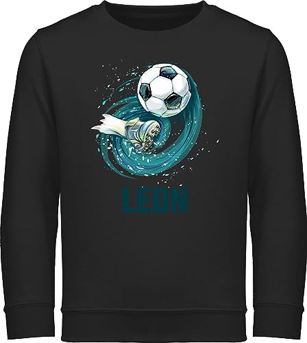 Sweater Kinder Sweatshirt Jungen Mädchen Pullover - Fußball Schuss Cool Fußballfan - 116 (5/6 Jahre) - Schwarz - Pulli personalisierte Geschenke Fussball Kind fußballer fussballfan von Geschenk mit Namen personalisiert by Shirtracer