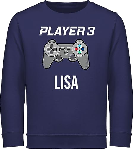 Sweater Kinder Sweatshirt Jungen Mädchen Pullover - Gaming - Player 3 Controller Spieler DREI Zocker Gamer Daddeln Partner Partnerin Geschenk - 152 (12/13 Jahre) - Navy Blau - zocken von Geschenk mit Namen personalisiert by Shirtracer