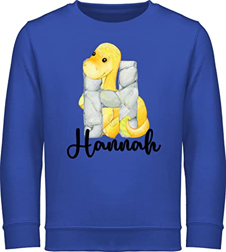 Sweater Kinder Sweatshirt Jungen Mädchen Pullover - Individuelles Name für Junge - Dino Dinos Dinosaurier Anfangsbuchstabe - 104 (3/4 Jahre) - Royalblau - Bedrucken personalisiertes Geschenke von Geschenk mit Namen personalisiert by Shirtracer