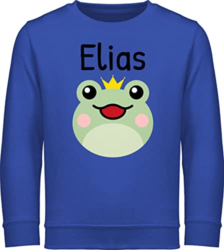 Sweater Kinder Sweatshirt Jungen Mädchen Pullover - Name - Süßer Frosch - 128 (7/8 Jahre) - Royalblau - personalisierter Geschenke frösche Sweat personalisierte Kind Kindergarten kinderpullover von Geschenk mit Namen personalisiert by Shirtracer