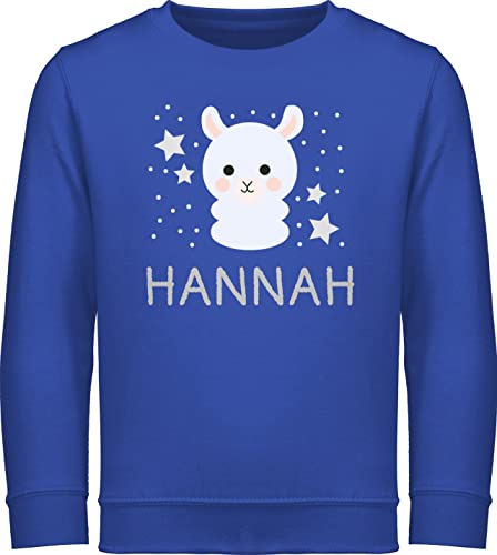 Sweater Kinder Sweatshirt Jungen Mädchen Pullover - Lama Bild lustig und Dein Name - 128 (7/8 Jahre) - Royalblau - personalisiertes Pulli personalisierte Junge Kindergarten von Geschenk mit Namen personalisiert by Shirtracer