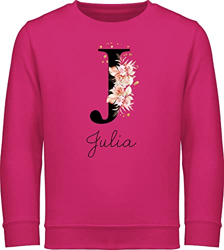 Sweater Kinder Sweatshirt Jungen Mädchen Pullover - Anfangsbuchstabe Name - Buchstabe - 128 (7/8 Jahre) - Fuchsia - personalisierte Geschenke dem Buchstaben individuellen initialen den Namenstag von Geschenk mit Namen personalisiert by Shirtracer