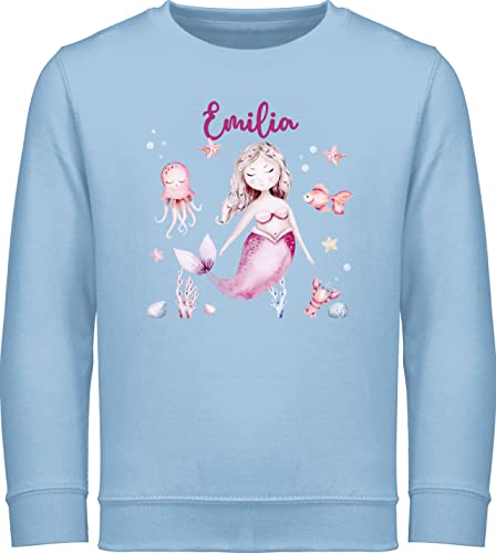 Sweater Kinder Sweatshirt Jungen Mädchen Pullover - Meerjungfrau Nymphe Nixe - 128 (7/8 Jahre) - Hellblau - meerjungfrauen nymph pulli personalisierte motiv kindersweatshirts und eigenem von Geschenk mit Namen personalisiert by Shirtracer