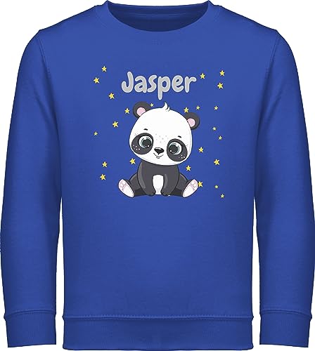 Sweater Kinder Sweatshirt Jungen Mädchen Pullover - Süßer Panda Pandabär Pandabären - 104 (3/4 Jahre) - Royalblau - personalisierter personalisierte bär Name von Geschenk mit Namen personalisiert by Shirtracer