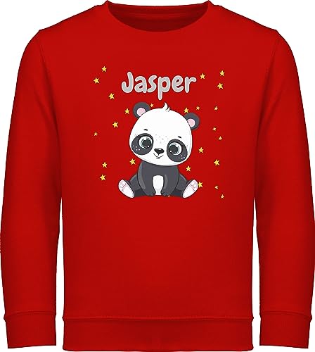 Sweater Kinder Sweatshirt Jungen Mädchen Pullover - Süßer Panda Pandabär Pandabären - 140 (9/11 Jahre) - Rot - personalisierte personalisierter Name bär von Geschenk mit Namen personalisiert by Shirtracer