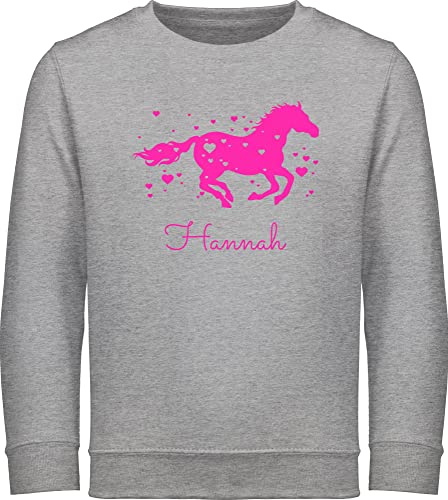 Sweater Kinder Sweatshirt Jungen Pullover - Pferd - Pferde Geschenk Mädchen - 140 (9/11 Jahre) - Grau meliert - Name Maedchen reiten pferdemotiv pferden pferdemädchen für und Wunschname Pulli von Geschenk mit Namen personalisiert by Shirtracer