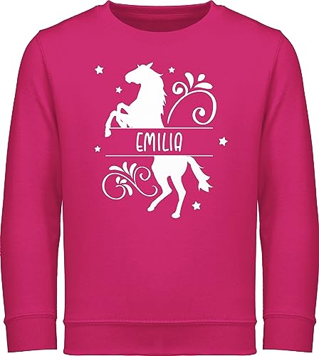 Sweater Kinder Sweatshirt Jungen Mädchen Pullover - Pferd Pferde Pferdemädchen Horse Pferdemotiv - 116 (5/6 Jahre) - Fuchsia - und Name personalisierte Geschenke pferdefans mamen für eigenem von Geschenk mit Namen personalisiert by Shirtracer