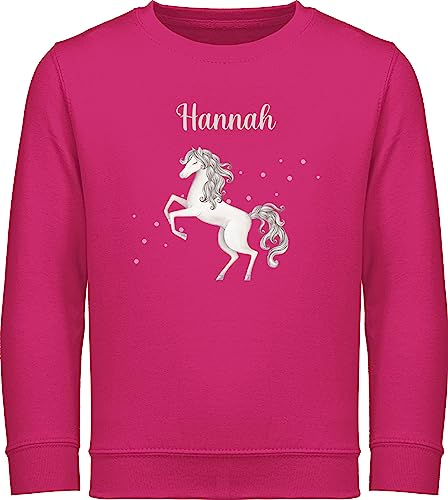 Sweater Kinder Sweatshirt Jungen Mädchen Pullover - Pferd - Pferde Geschenk Horse Horses - 128 (7/8 Jahre) - Fuchsia - für Reiter reitersachen voltigieren Pferdesport von Geschenk mit Namen personalisiert by Shirtracer