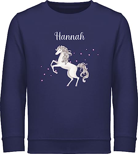 Sweater Kinder Sweatshirt Jungen Mädchen Pullover - Pferd - Pferde Geschenk Horse Horses - 140 (9/11 Jahre) - Navy Blau - Name pferdegeschenk für Reiter pferdeliebhaber personalisierbar von Geschenk mit Namen personalisiert by Shirtracer