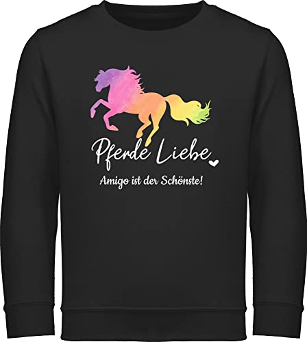 Sweater Kinder Sweatshirt Jungen Mädchen Pullover - Pferd Pferde - Pferdemädchen Wunschtext - Pferdename - 140 (9/11 Jahre) - Schwarz - Name reiten Reiter personalisierte für Reiterin von Geschenk mit Namen personalisiert by Shirtracer