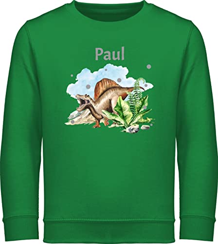 Sweater Kinder Sweatshirt Jungen Mädchen Pullover - Dinosaurier Dino - Dinos - 116 (5/6 Jahre) - Grün - Sweatshirts Pulli Tier Name Sweat saurier Kind Tieren Junge personalisierter und Motiv von Geschenk mit Namen personalisiert by Shirtracer