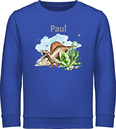 Sweater Kinder Sweatshirt Jungen Mädchen Pullover - Dinosaurier Geschenk Dino Geschenke Dinos I - 128 (7/8 Jahre) - Royalblau - Sweatshirts Pulli Tier Name Sweat Tieren t rex Baumwolle saurier von Geschenk mit Namen personalisiert by Shirtracer