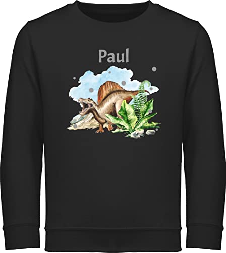 Sweater Kinder Sweatshirt Jungen Mädchen Pullover - Dinosaurier Geschenk Dino Geschenke Dinos I - 140 (9/11 Jahre) - Schwarz - Sweatshirts Pulli Tier Name Sweat Tieren t rex Baumwolle saurier von Geschenk mit Namen personalisiert by Shirtracer