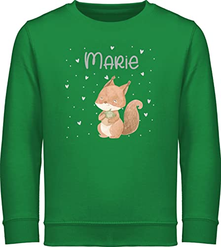 Sweater Kinder Sweatshirt Jungen Mädchen Pullover - Tiere - Eichhörnchen Eichhorn Squirrel - 140 (9/11 Jahre) - Grün - kleine personalisierte Geschenke Waldtiere Junge Tieren Name Tier und von Geschenk mit Namen personalisiert by Shirtracer