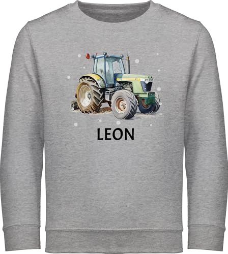 Sweater Kinder Sweatshirt Jungen Mädchen Pullover - Trecker Name I Trecker Fan I Traktor Geschenk personalisiert I Geschenk Landwirt - 116 (5/6 Jahre) - Grau meliert - für Traktor+Pullover+Kinder von Geschenk mit Namen personalisiert by Shirtracer