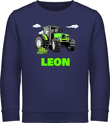 Sweater Kinder Sweatshirt Jungen Mädchen Pullover - Traktor Trecker Zugmaschine Bulldog Schlepper - 128 (7/8 Jahre) - Navy Blau - traktorfahrer junge landwirt bauern traktoren tractors und eigenem von Geschenk mit Namen personalisiert by Shirtracer