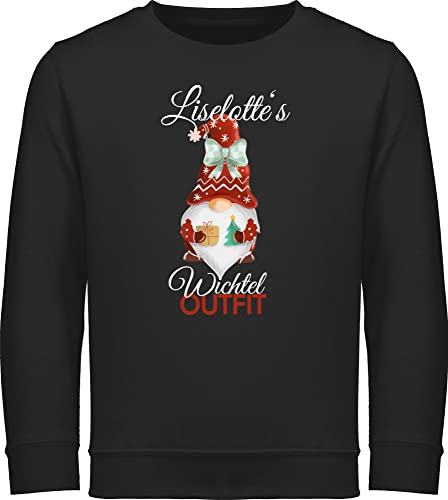 Sweater Kinder Sweatshirt Jungen Mädchen Pullover - Weihnachten Geschenke - Wichtel Outfit mit Name - 152 (12/13 Jahre) - Schwarz - weihnachtspulli Jungs Weihnachts weihnachtswichtel pullies von Geschenk mit Namen personalisiert by Shirtracer